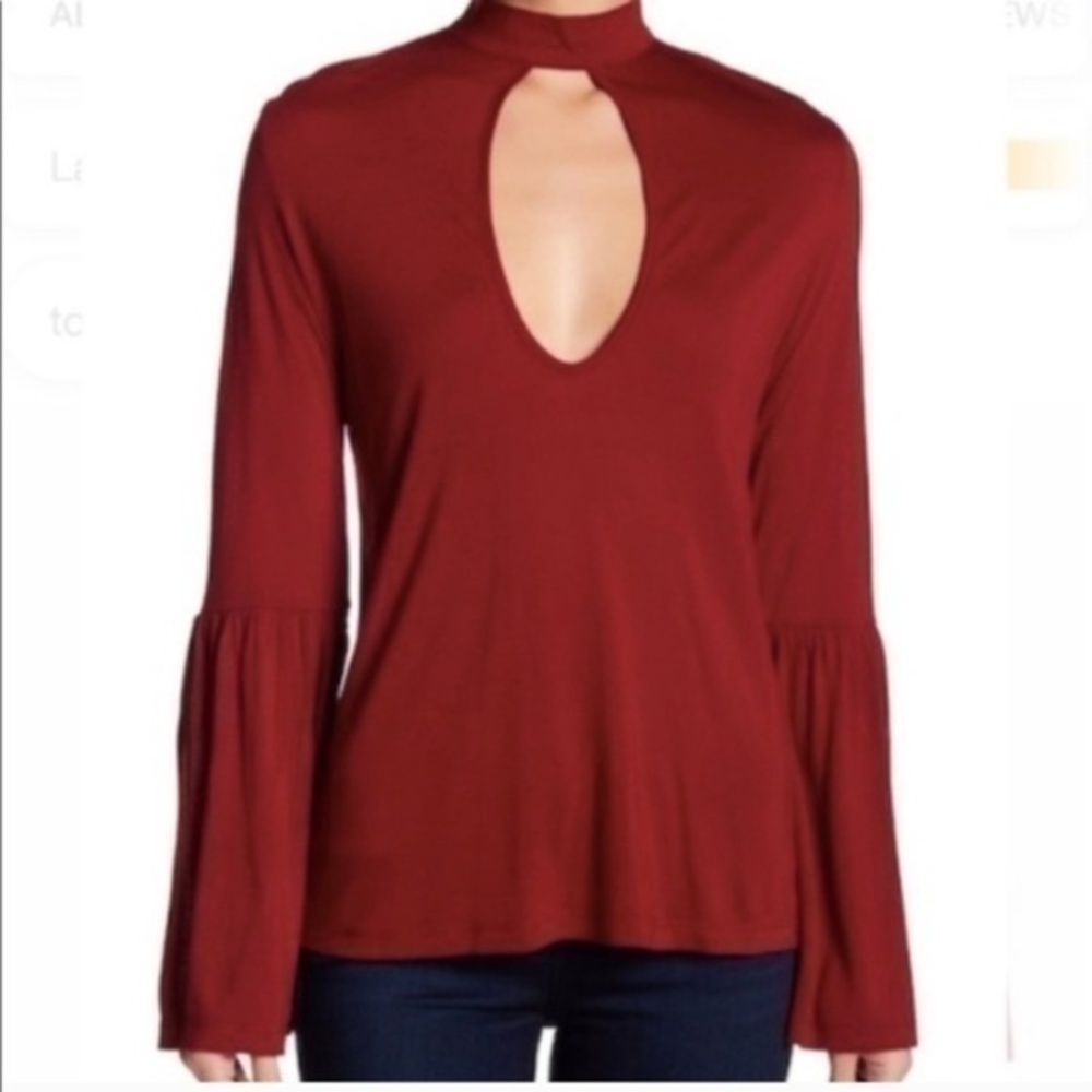 Haute Hippie Front Keyhole Mock Neck Bell Small